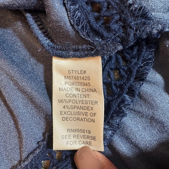 Studio JPR Top Blue Crushed Velvet Bell Sleeve Ruffle Peasant Womens Size S - Picture 6 of 9